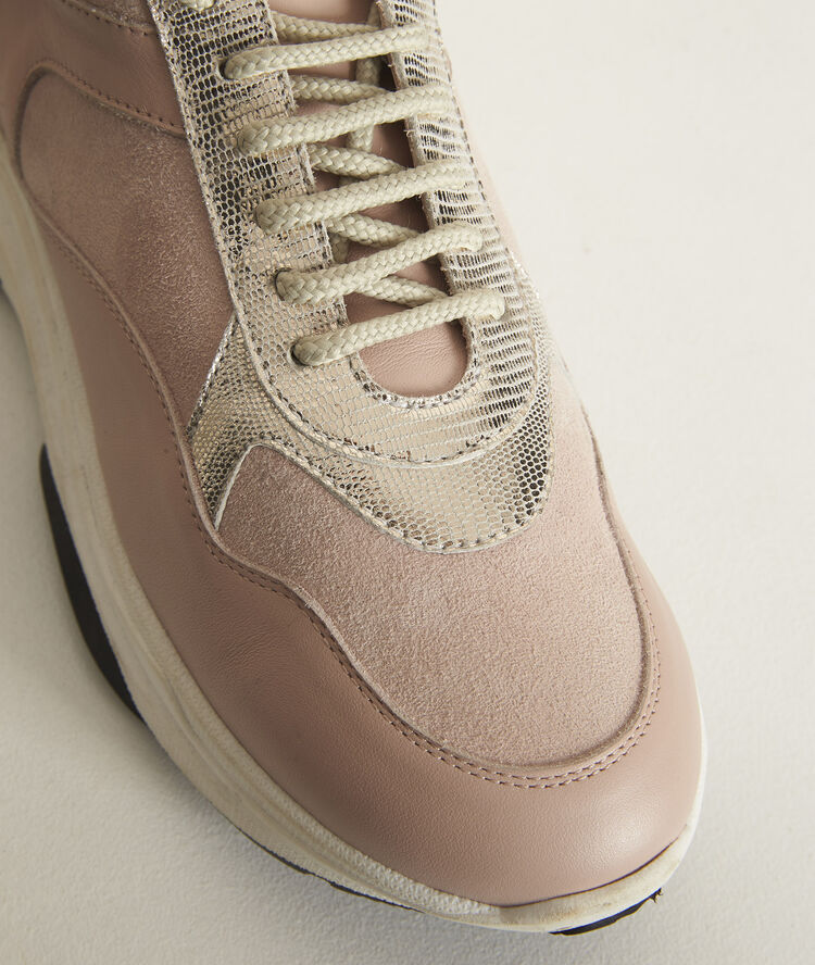 Baskets compensées en cuir nina nude.