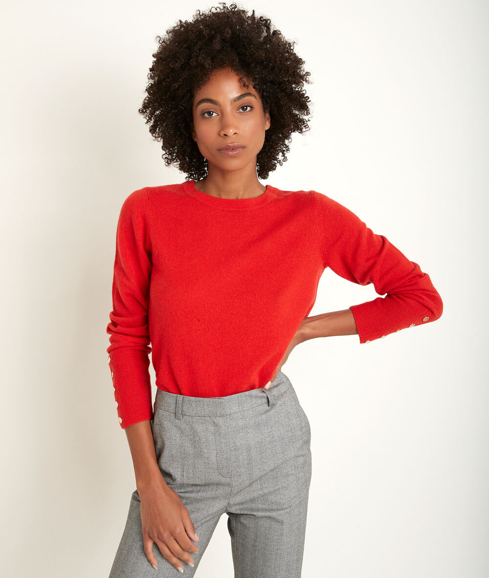 Pull en cachemire orange river geranium.