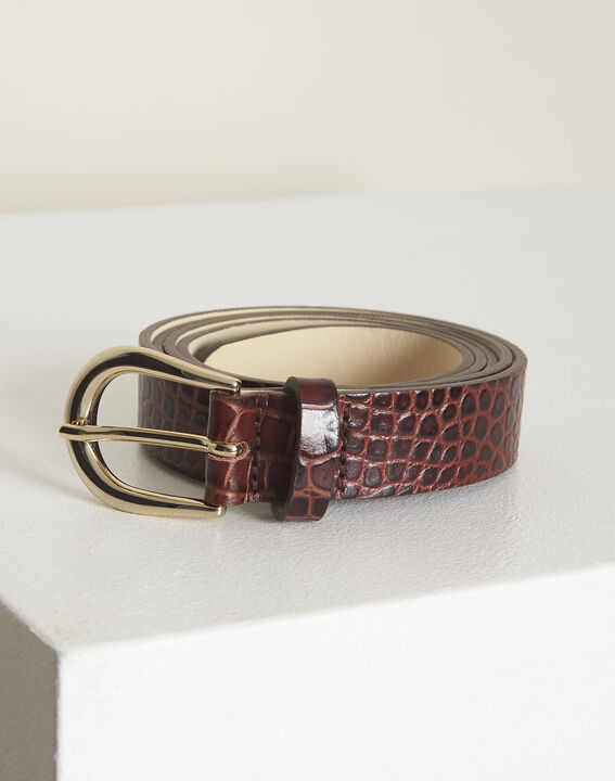 Ceinture en cuir effet croco marron Karine | 1-2-3 Ceinture en cuir effet croco marron Karine PhotoZ | 1-2-3