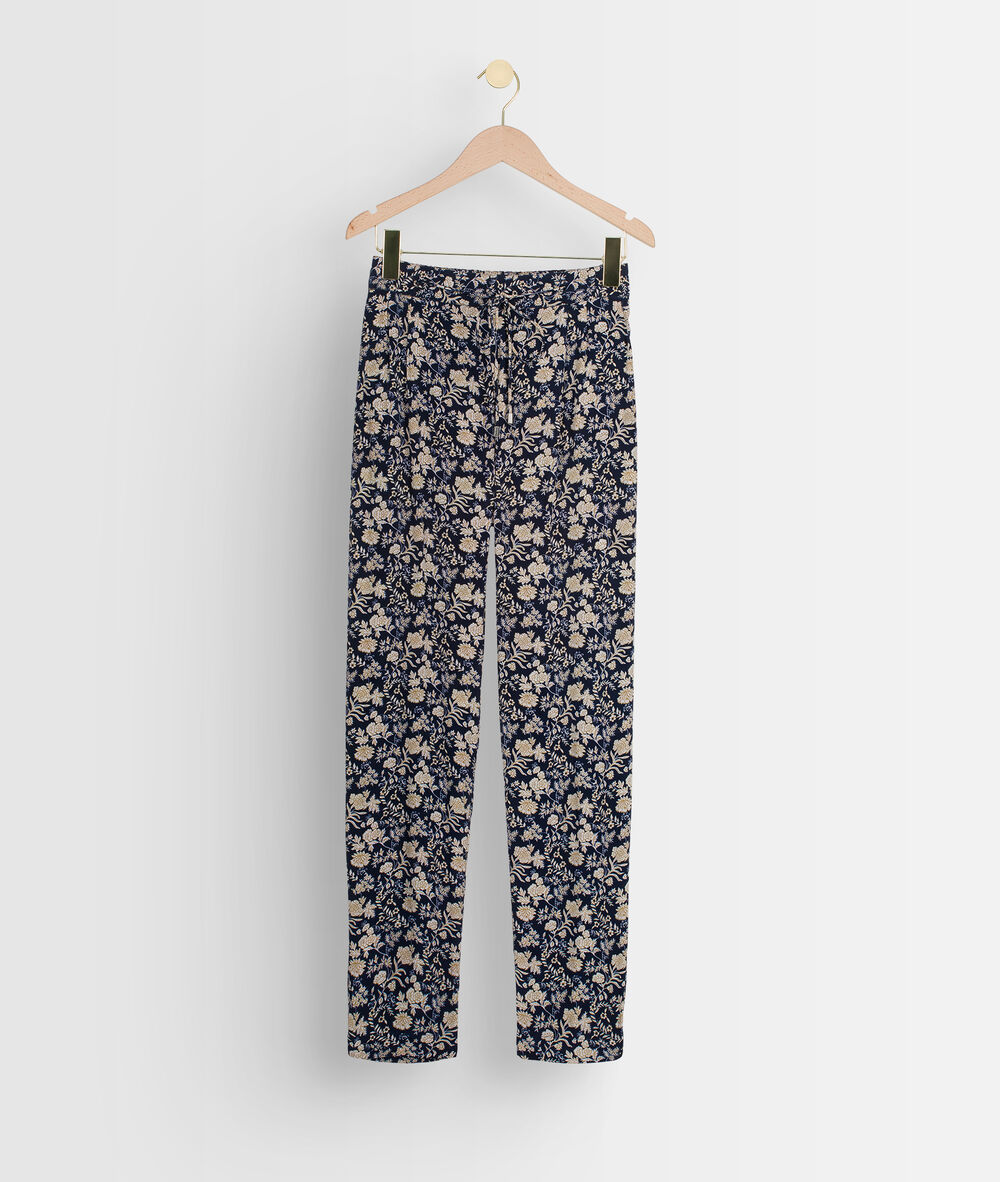Pantalon imprimé en coton flynn marine.