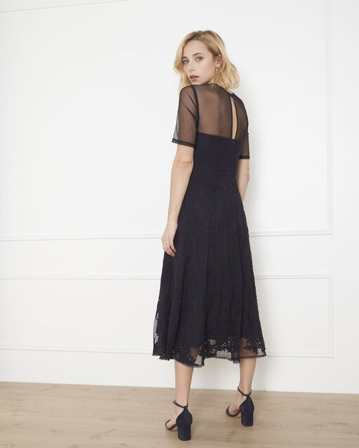 Robe marine dentelle et tulle hester marine.