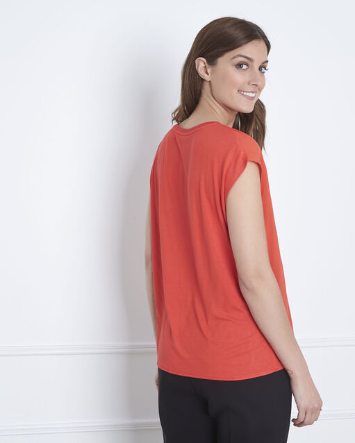 Blouse rouge bimatière vanissa geranium.