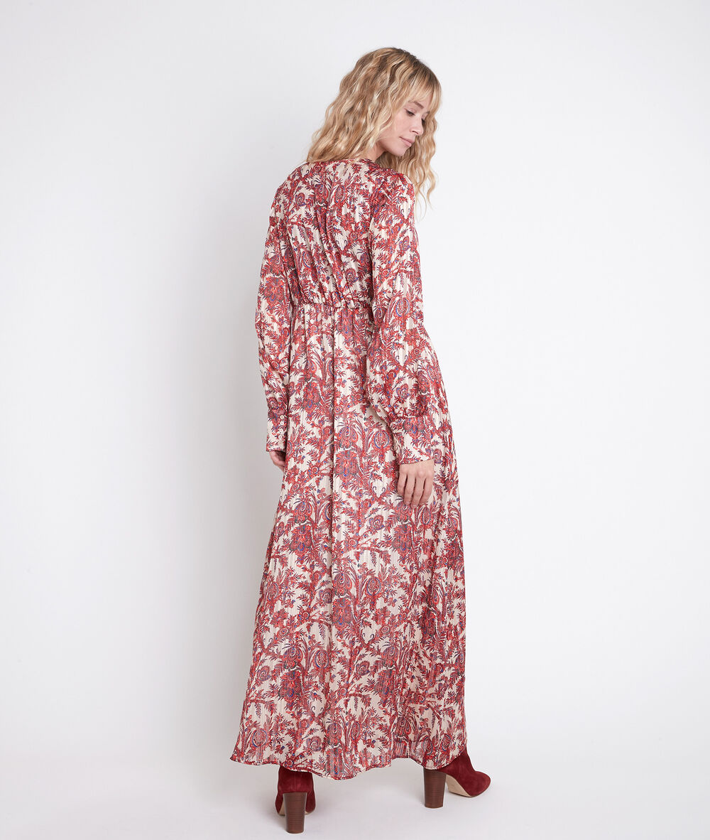 Robe longue imprimée bohème cathel rouge.