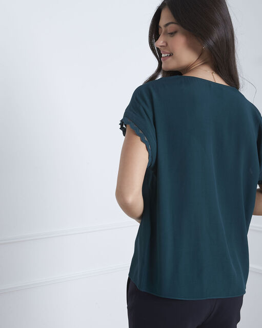 Blouse verte détail dentelle valter emerald.