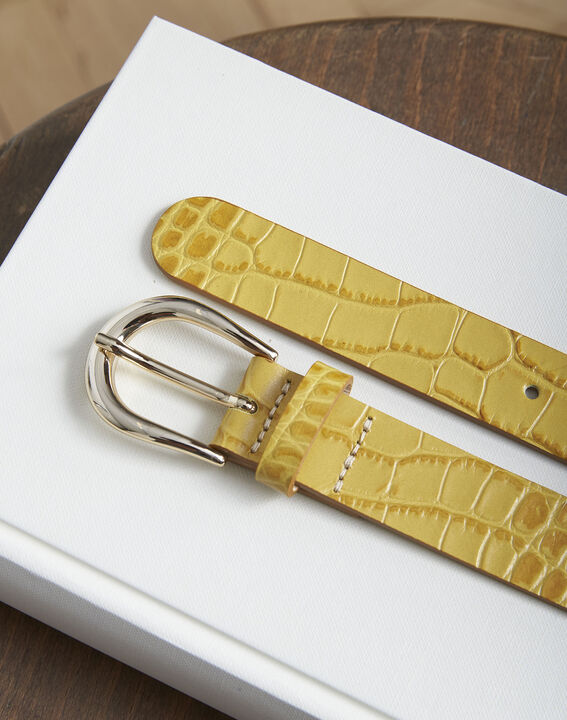 Ceinture en cuir effet croco safran Karine | 1-2-3 Ceinture en cuir effet croco safran Karine PhotoZ | 1-2-3