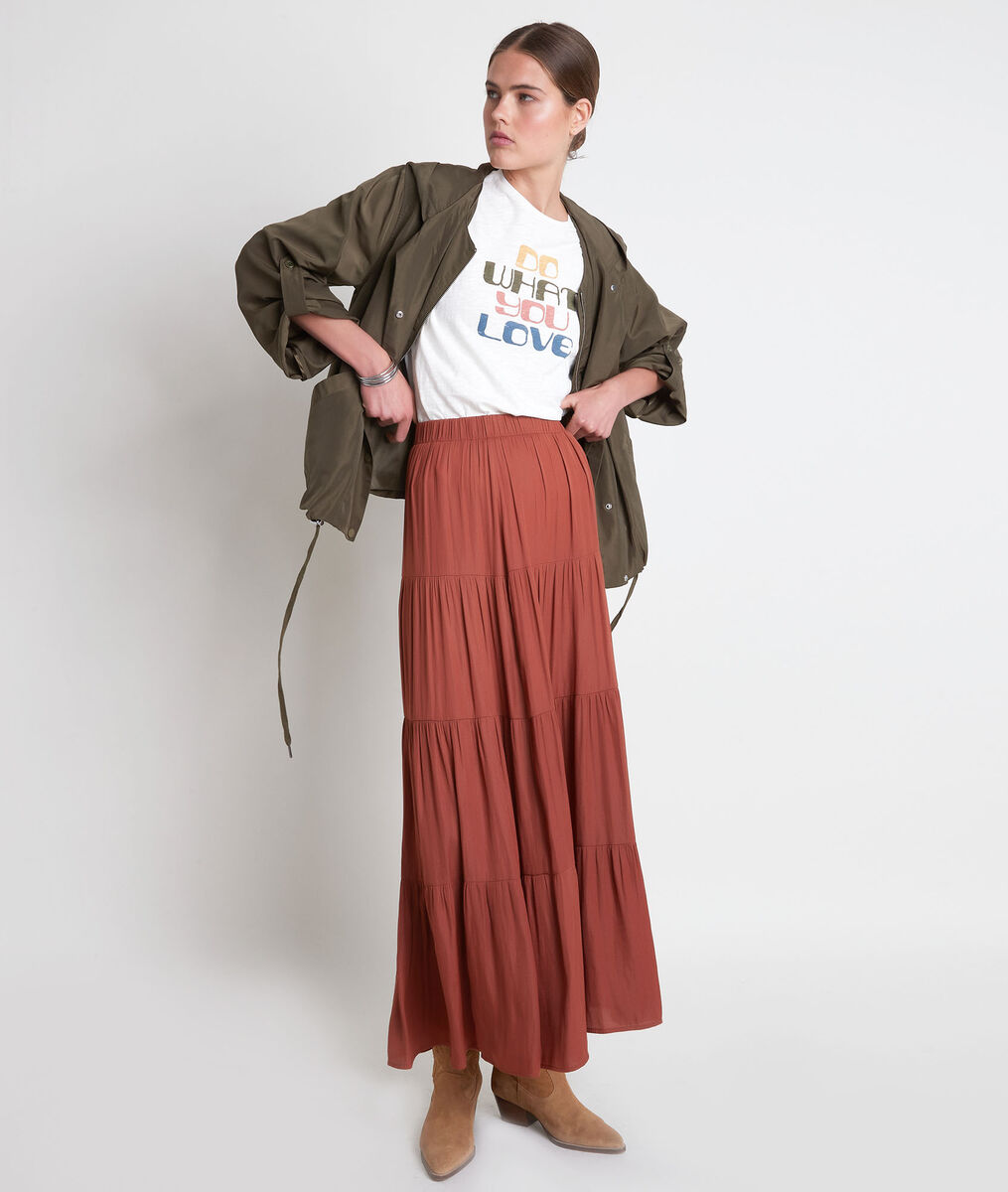 Jupe longue fluide terracotta Freda | 1-2-3 Jupe longue fluide terracotta Freda PhotoZ | 1-2-3
