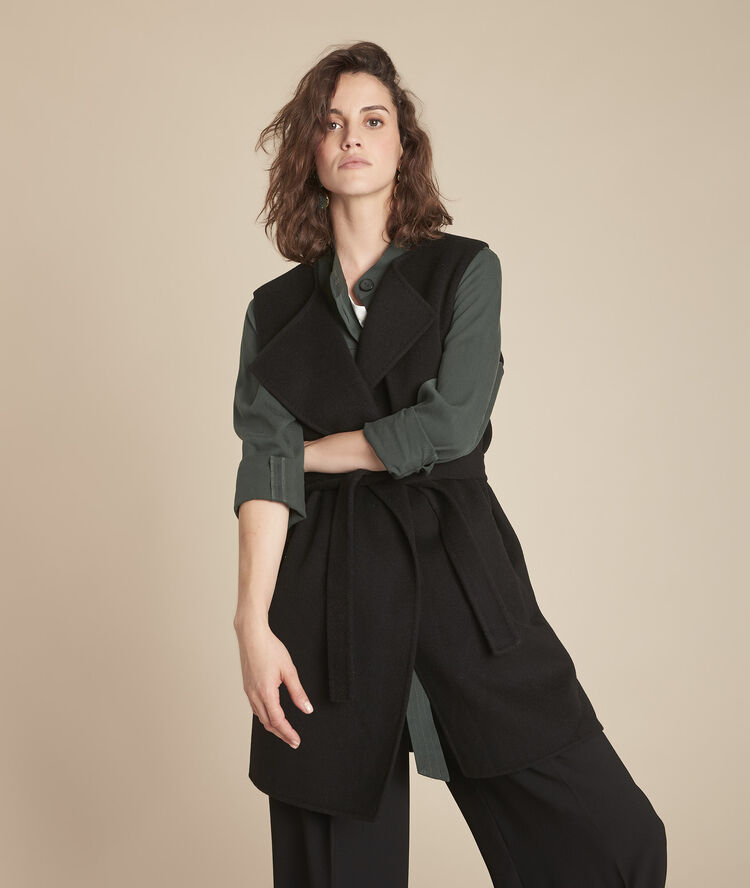 Zwart vest van gemengd wol tahira noir.