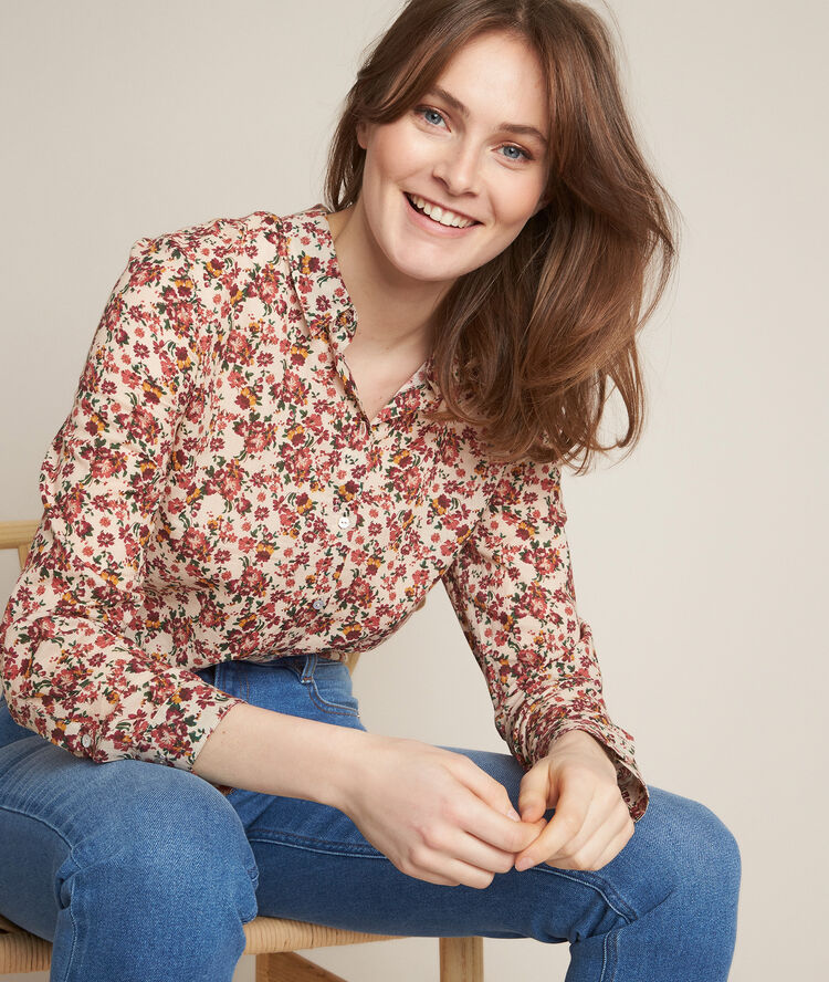 Chemise imprim&eacute;e en coton biologique ravel fjord.