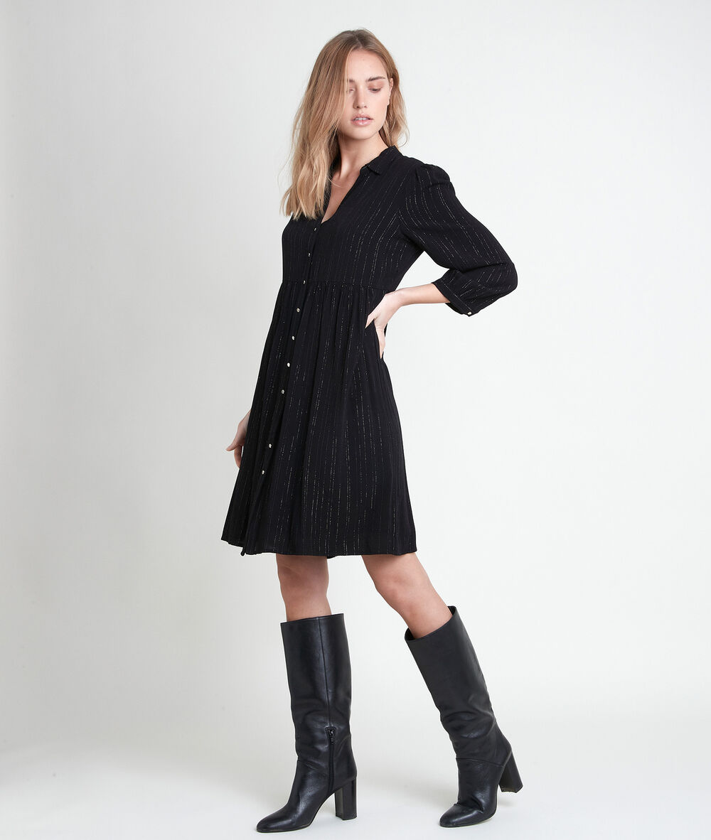 Hemdkleid aus lurex lana noir.