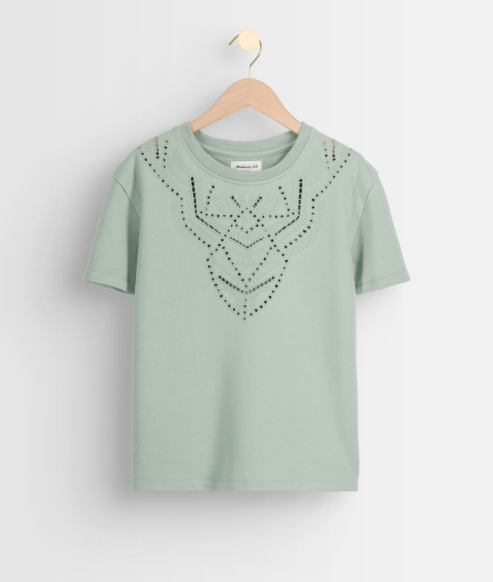 Tee-shirt en coton épais et broderies jade elsa jade.