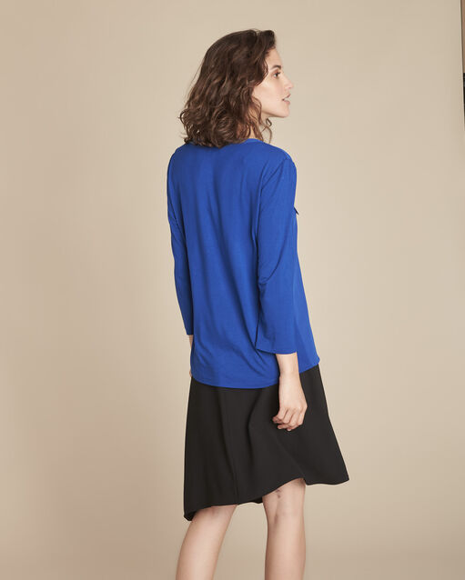 Blouse bleue bimatière genna bleuet.