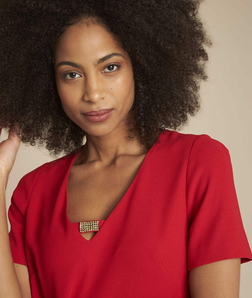 Robe Rouge Detail Strass Noel Femme Maison 123