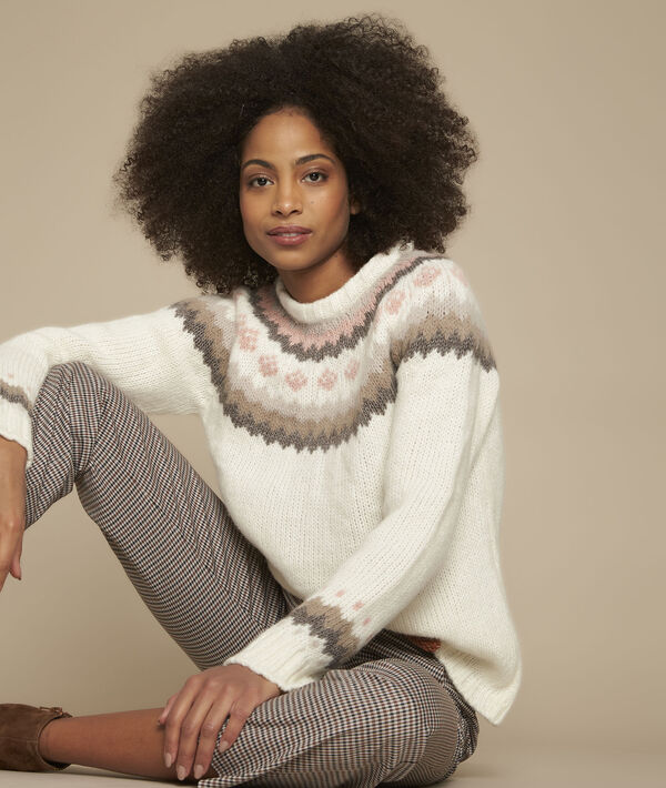 Pull écru jacquard Foussia | 1-2-3 Pull écru jacquard Foussia PhotoZ | 1-2-3
