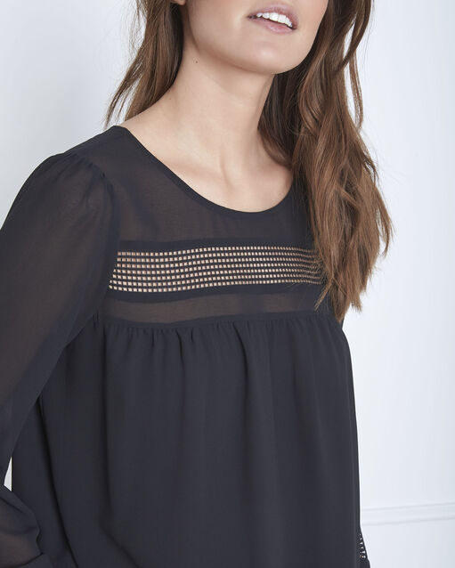Blouse noire galons ajourés verena noir.