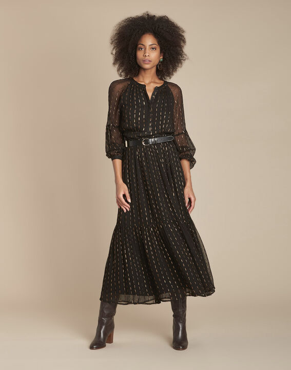 Robe longue noire en lurex Rosane | 1-2-3 Robe longue noire en lurex Rosane PhotoZ | 1-2-3