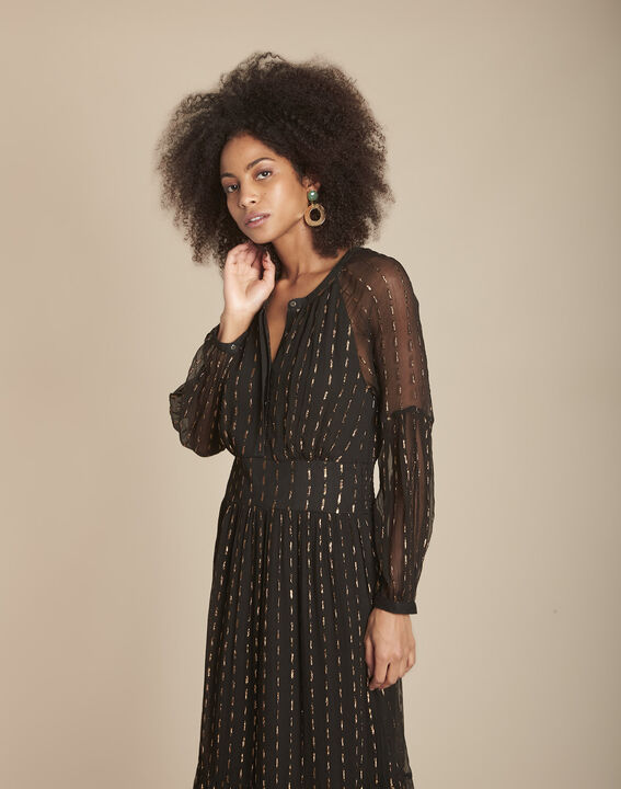 Langes schwarzes Kleid mit Lurex-Motiven Rosane PhotoZ | 1-2-3