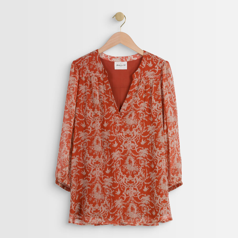 Blouse orange imprimée elsa goyave.