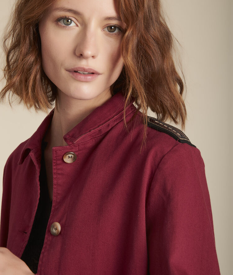 Veste évasée merlot biscuit bordeaux.