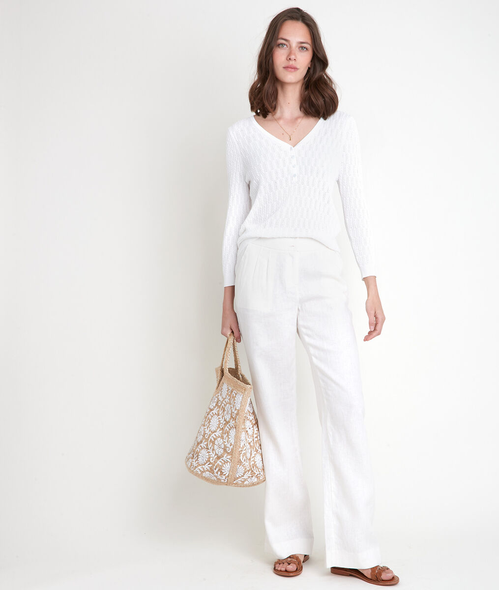 Top blanc en maille fine ajourée Avy | 1-2-3 Top blanc en maille fine ajourée Avy PhotoZ | 1-2-3