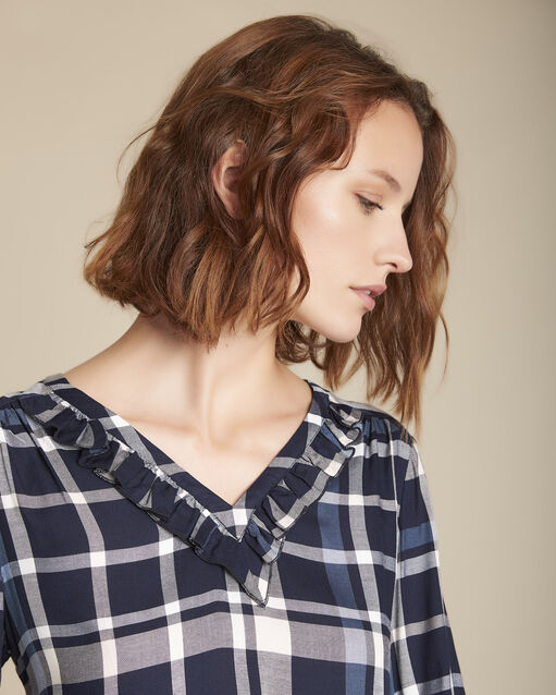 Blouse à carreaux menza marine.