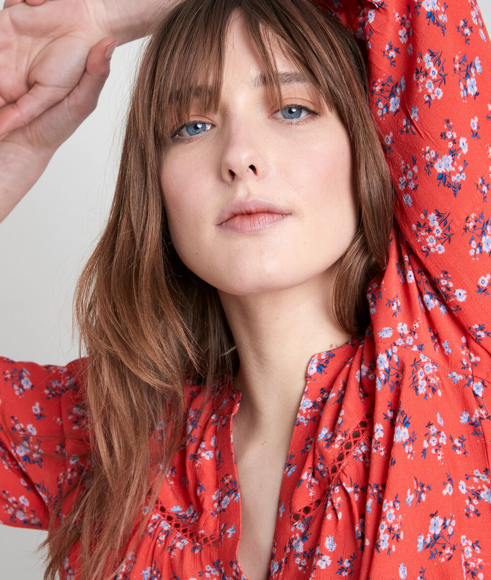 Blouse rose imprimée teresa rose des sables.
