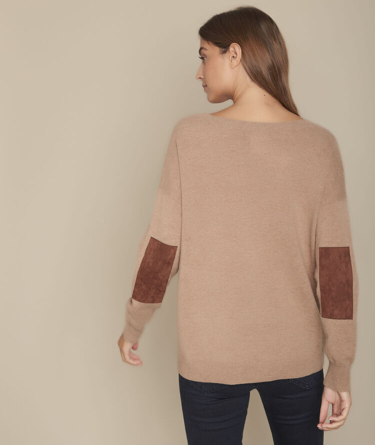 Pull en laine et cachemire havane figuier camel.