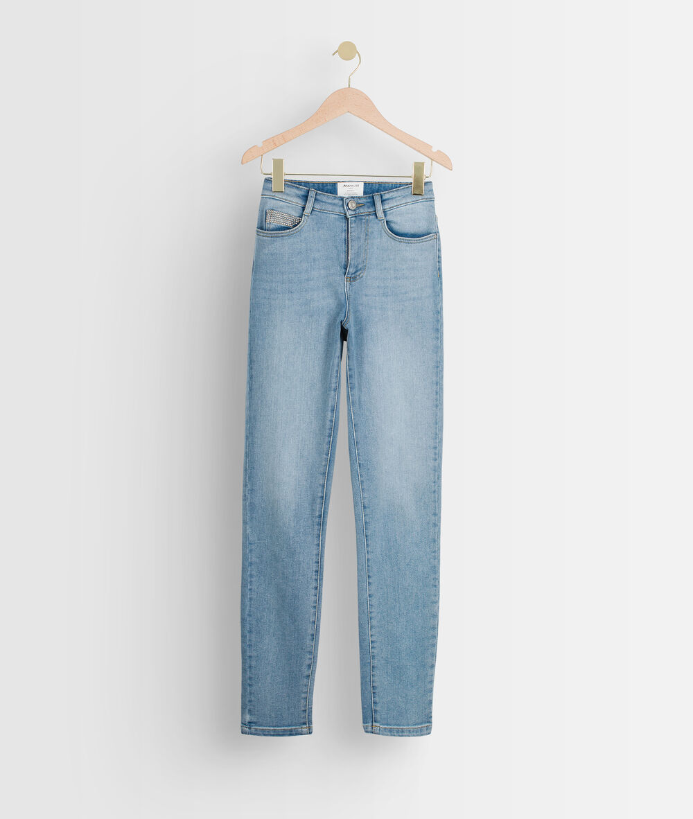 Jean slim en coton pure bleached et détails cloutés naty pure bleached.