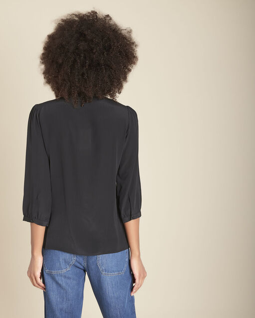 Blouse en soie noire mottene noir.
