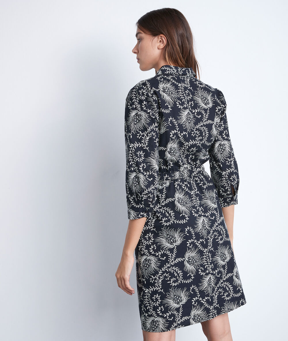 Zwart en witte katoenen jurk met print suzie noir.