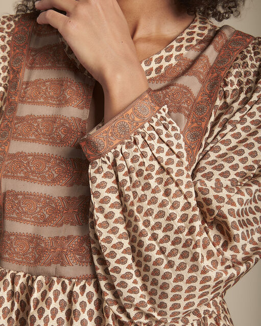 Blouse acajou imprimé bohème manon caramel.