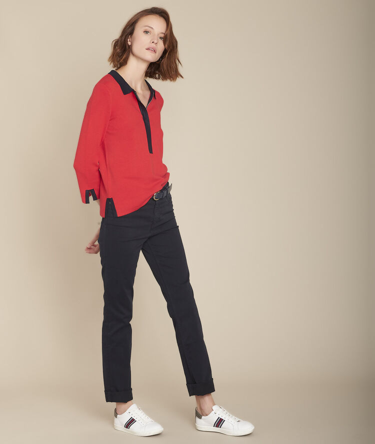 De originele, marineblauwe straight-fit 123 jeans sonia marine.