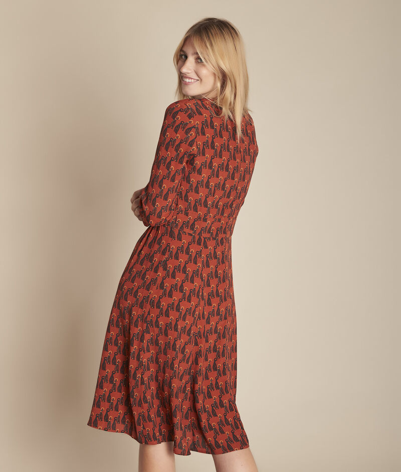 Robe acajou imprimée ivita caramel.