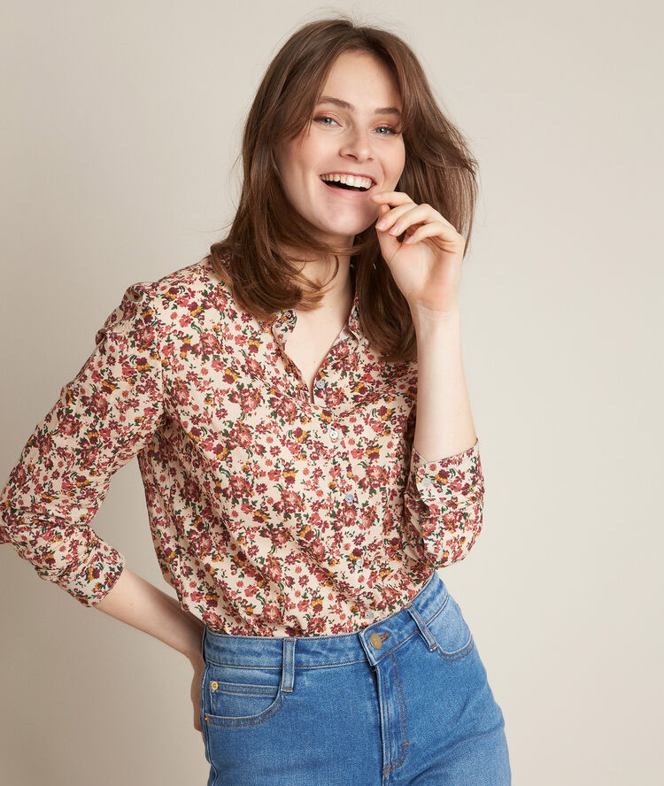 Chemise imprim&eacute;e en coton biologique ravel fjord.