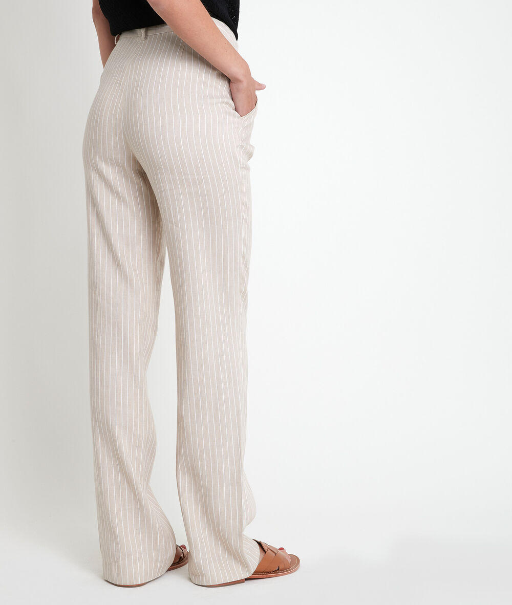 Pantalon large beige rayé milo beige.