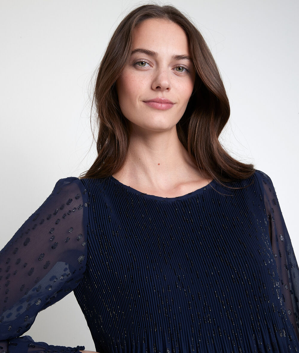 Robe plissée lurex coralia marine.