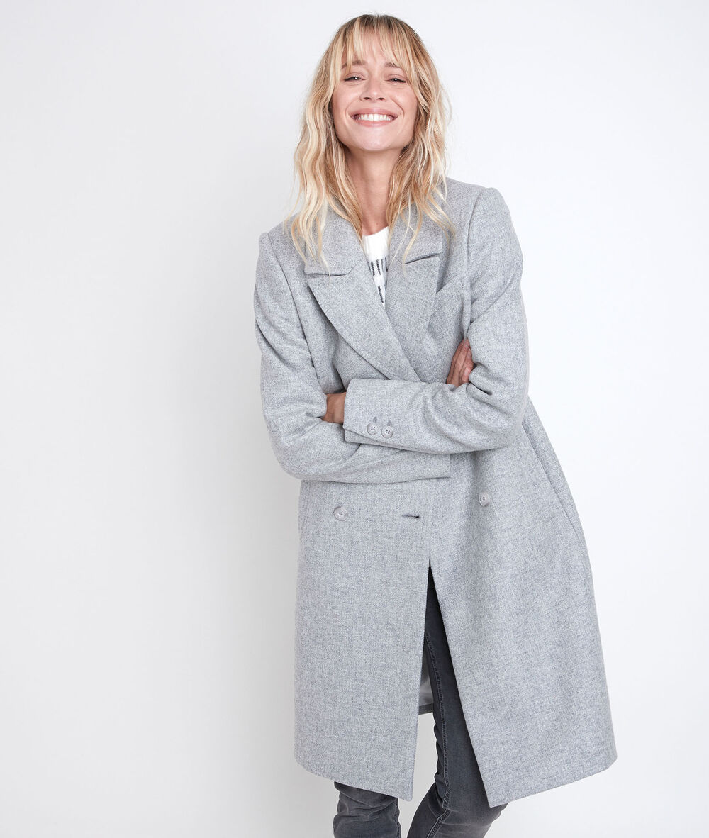 Manteau en laine recyclée gris jeff chine clair.