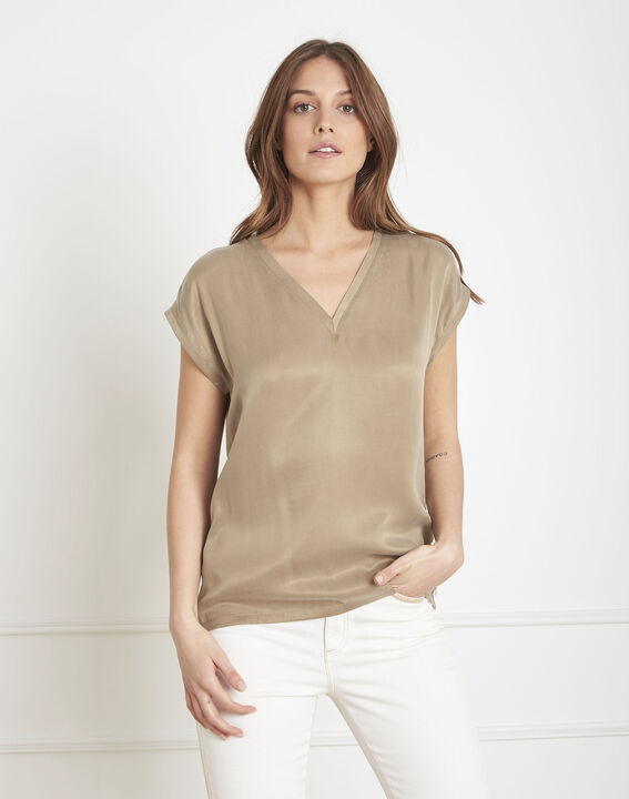 Blouse kaki bimatière Velizi | 1-2-3 Blouse kaki bimatière Velizi PhotoZ | 1-2-3