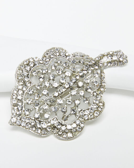 Broche feuille argent et pierres argentées xav argent.