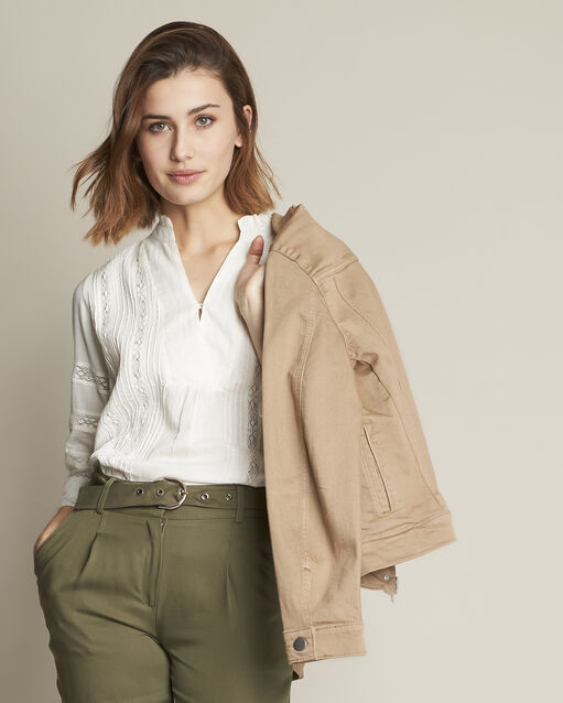 Veste en jean havane clem camel.