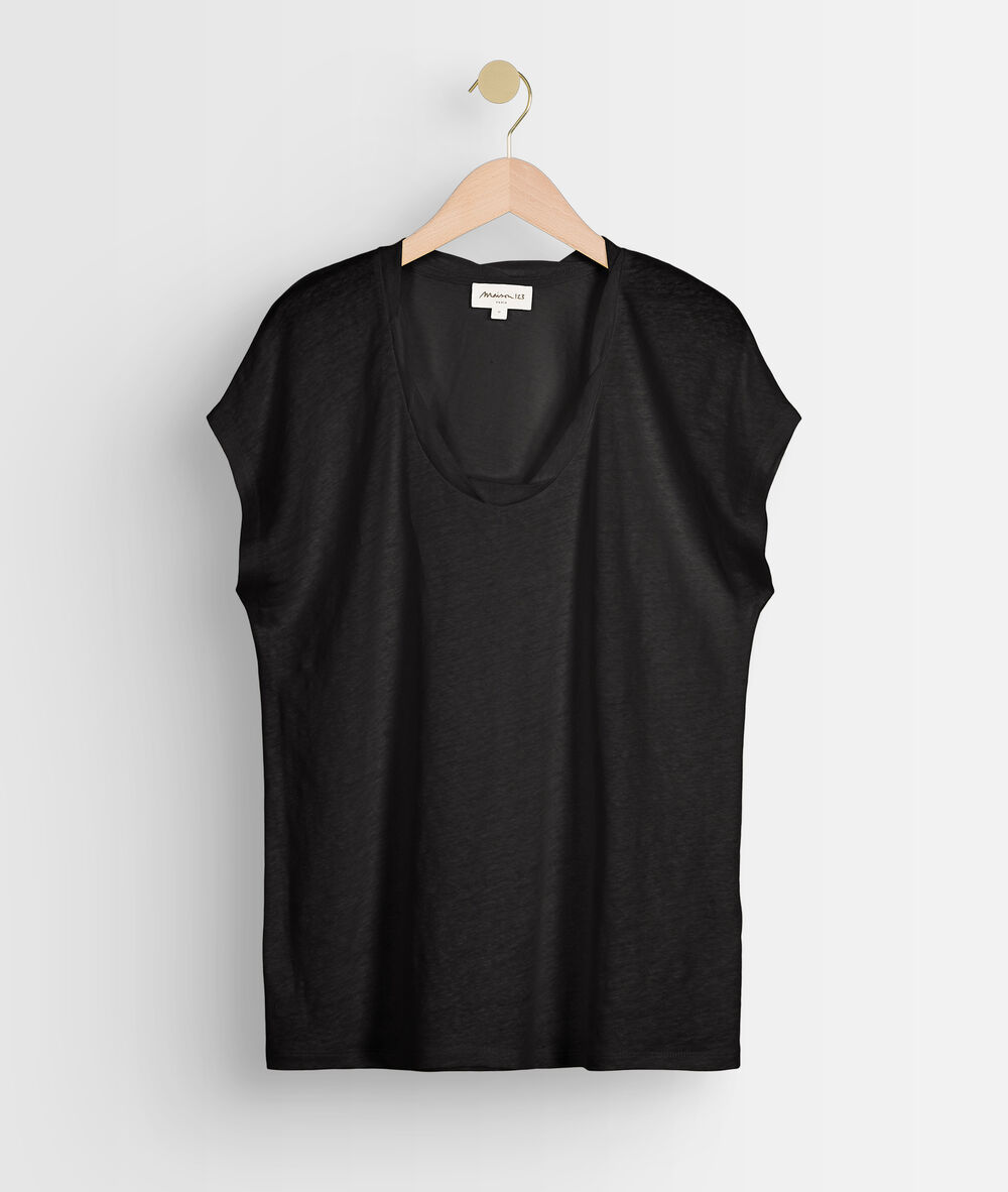 Tee-shirt en lin certifié noir ecool noir.