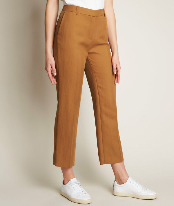 Pantalon cropped camel en Lyocell Ilias | 1-2-3 Pantalon cropped camel en Lyocell Ilias PhotoZ | 1-2-3