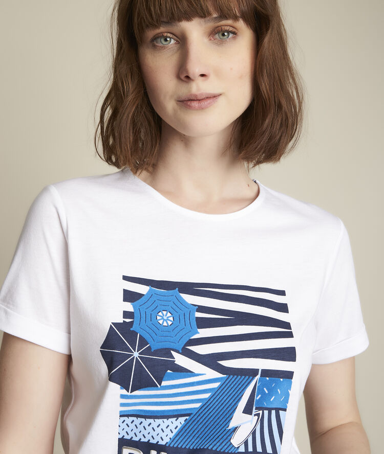 Tee-shirt sérigraphié riviera blanc.