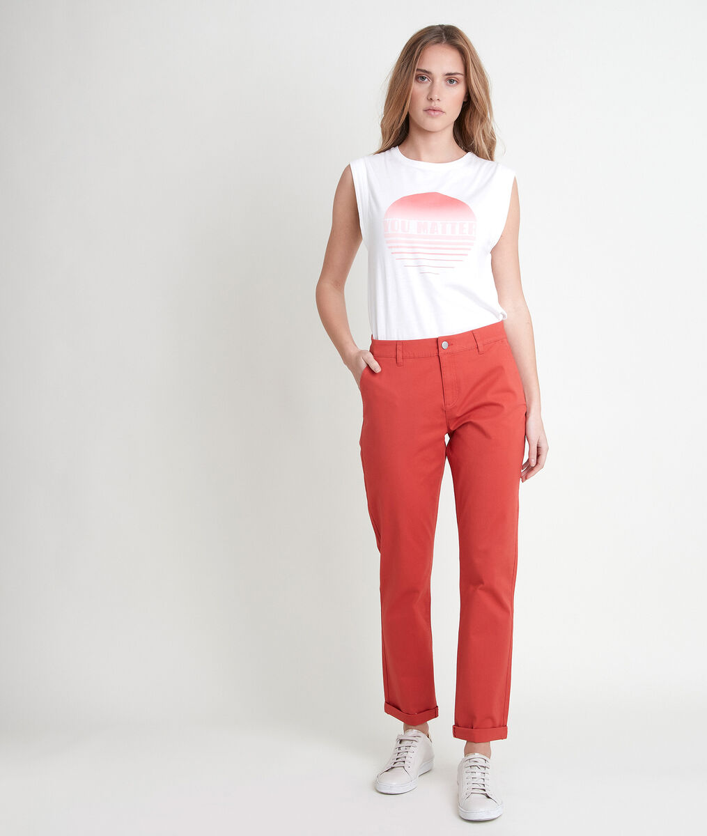 Pantalon en coton biologique chino goyave Francis | 1-2-3 Pantalon en coton biologique chino goyave Francis PhotoZ | 1-2-3