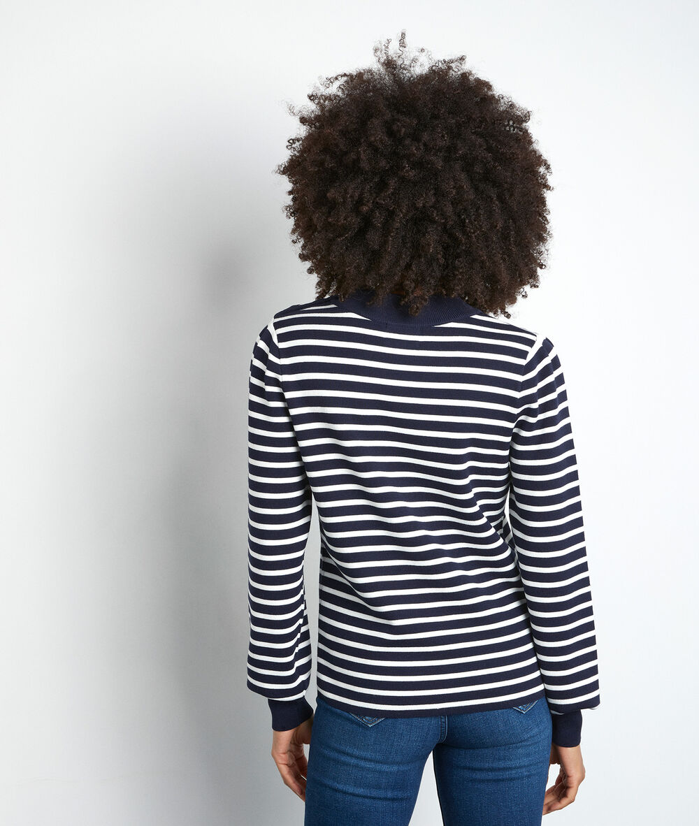Marinière en viscose responsable blanche et bleue telma marine.