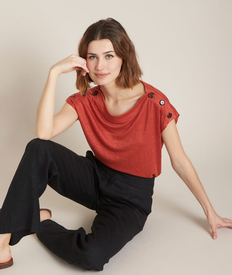 Tee-shirt en lin brique royal tomette.