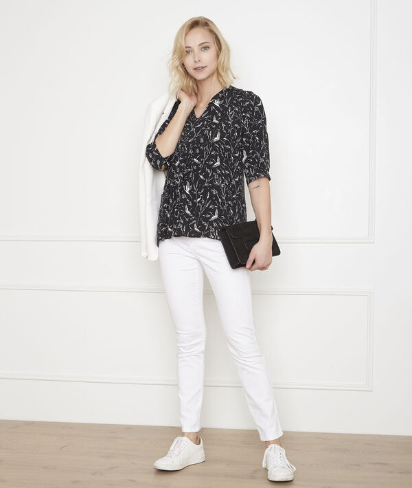 Blouse noire imprimée Vesuve | 1-2-3 Blouse noire imprimée Vesuve PhotoZ | 1-2-3