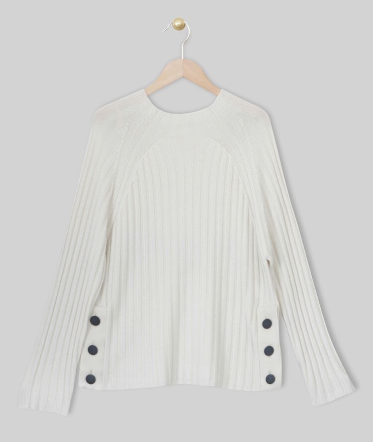 Pull écru côtelé col montant finesse ecru.
