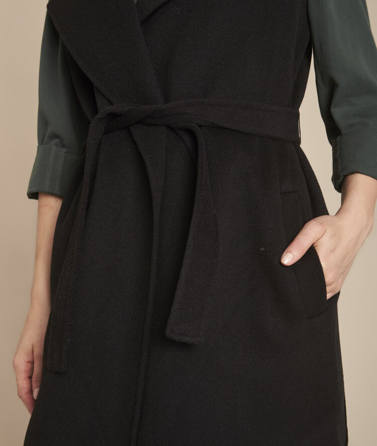 Gilet noir double face en laine mélangée tahira noir.