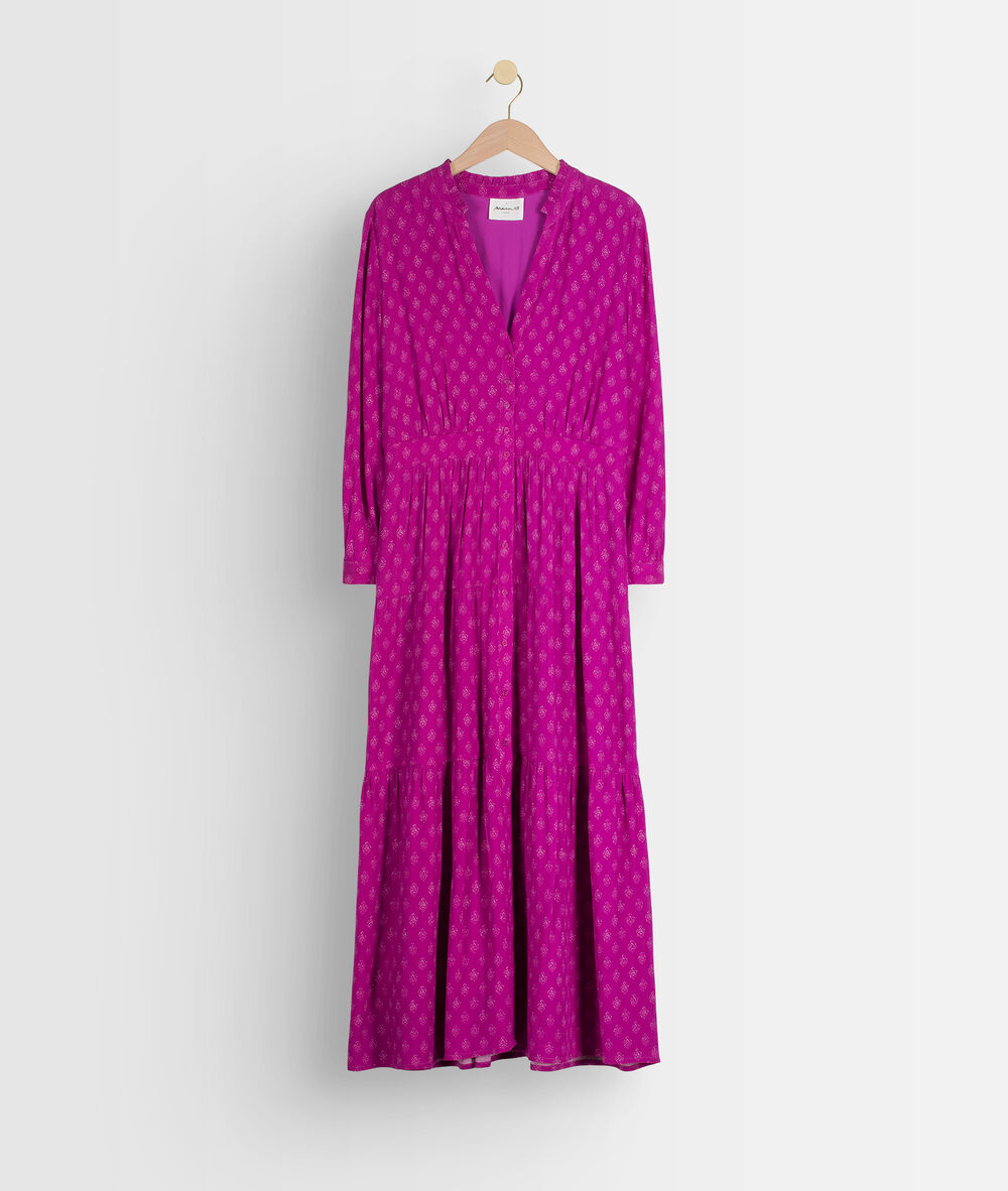 Robe longue fluide imprimée fuschia carola fuchsia.