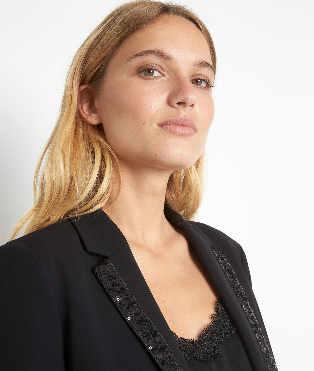 Veste en microfibre sequins tilena noir.